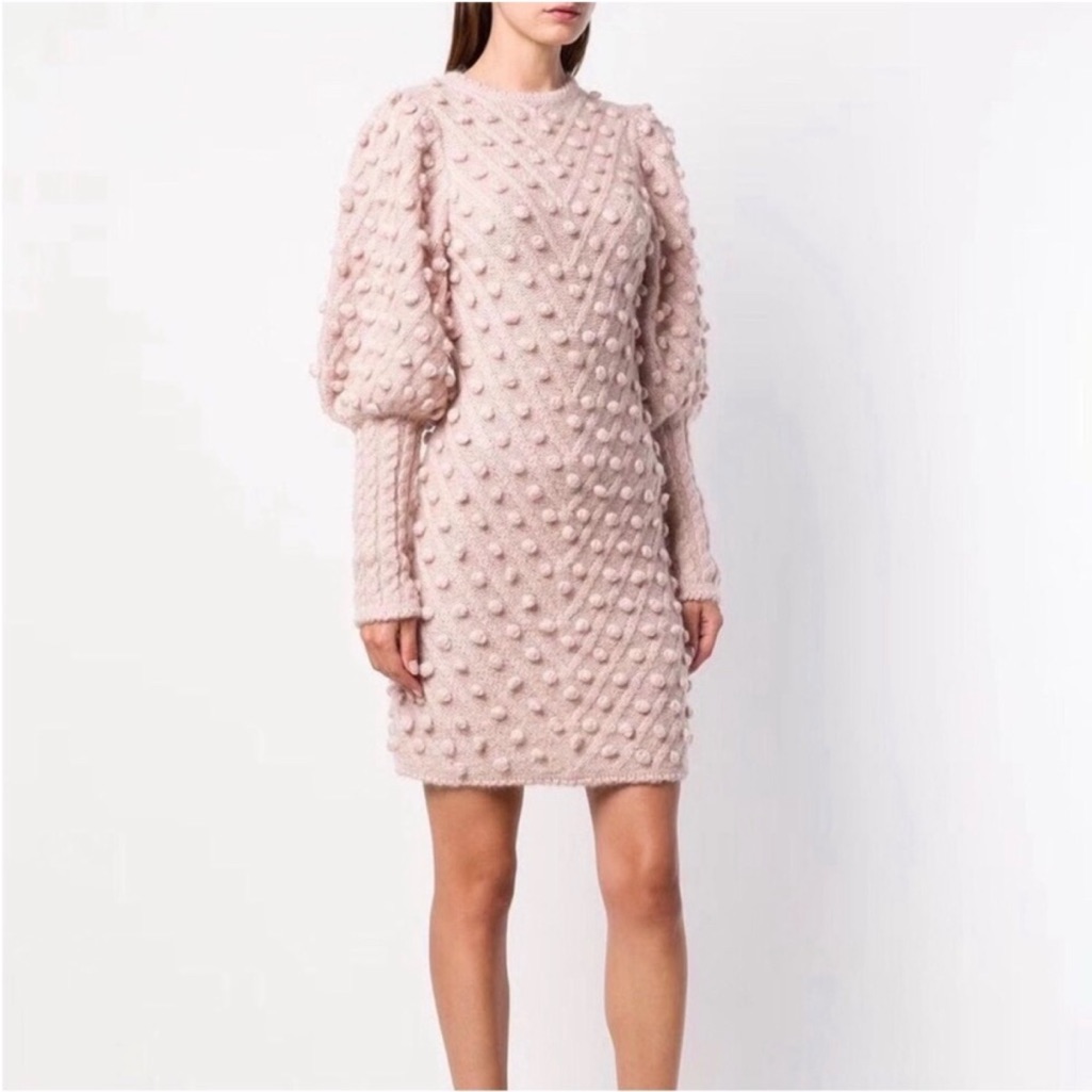 Zimmermann Dress Blush Textured Long Sleeve Dress